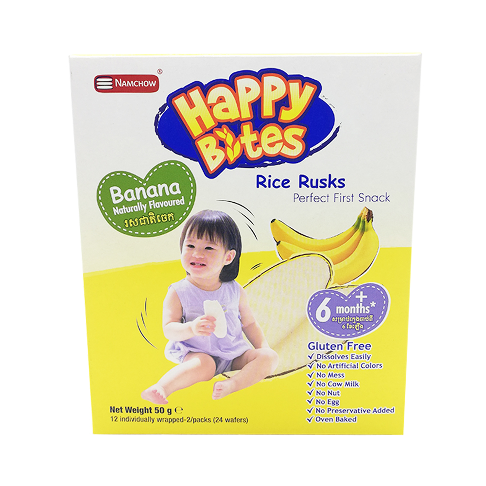 Happy Bites Baby Rice Rusks Perfect First Snack Banana Naturally
